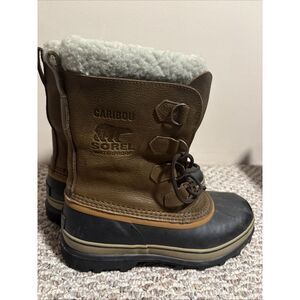 Sorel Caribou Boots Waterproof Natural Rubber 100% Sheep Fur Lining- Size 10